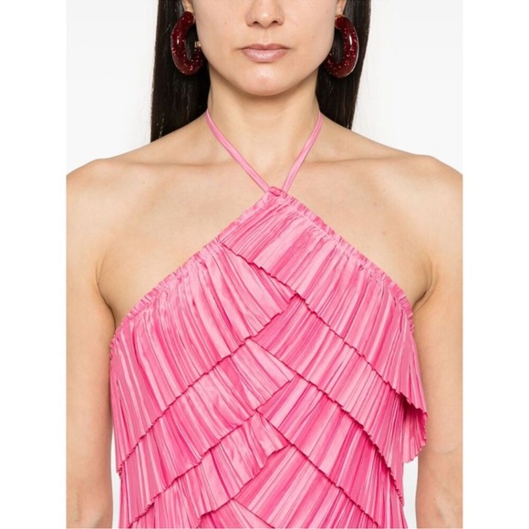 NWT Cult Gaia Pink Patrizia dress layered Evening Dresses NEW size 4 rosette - Picture 3 of 5